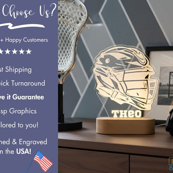 Personalized Lacrosse Night Light – Custom LED Lamp for Players - Picture 4 of 8